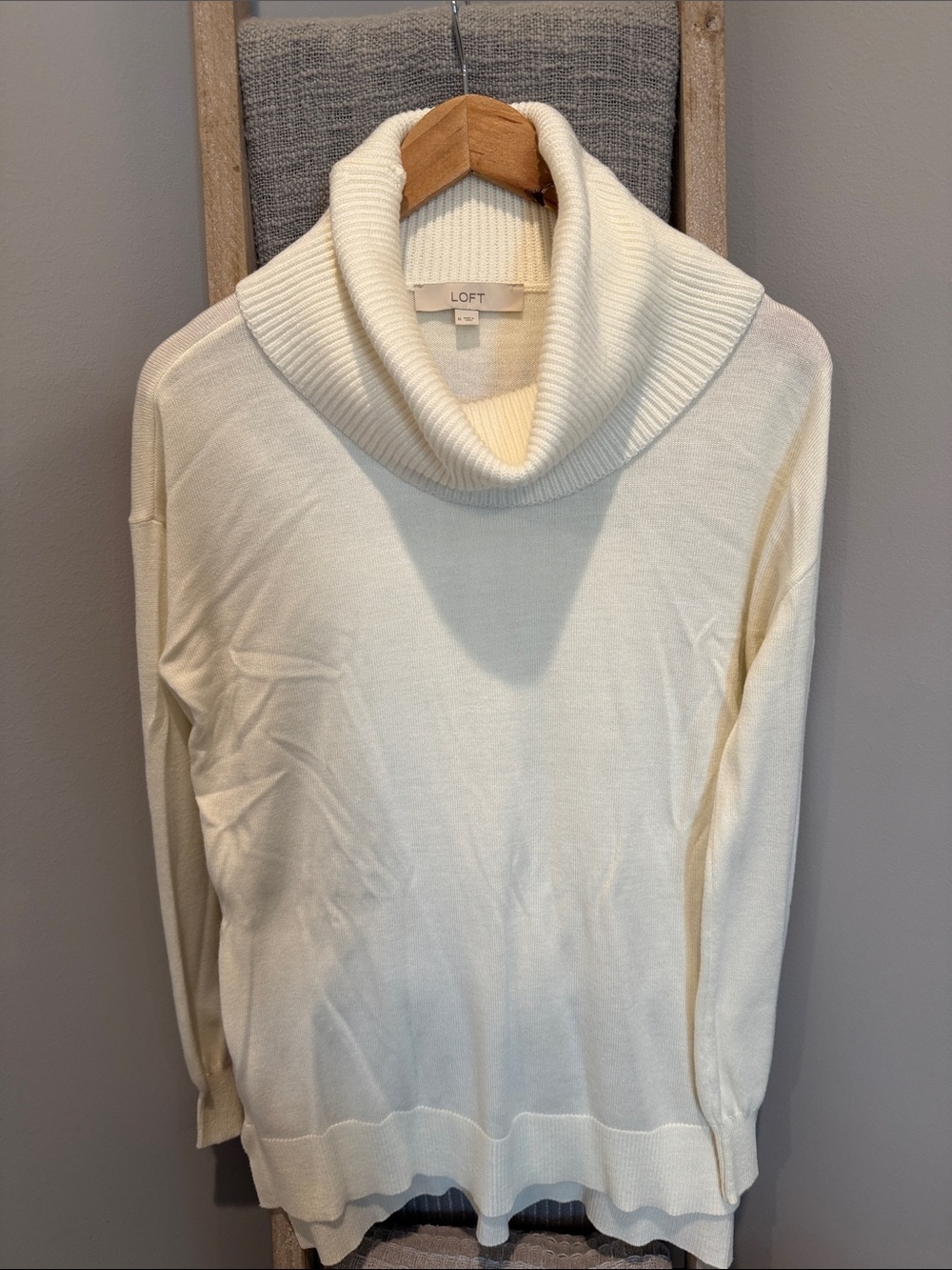 LOFT Ivory Cowl Neck Sweater - Women's Ribbed Collar Knit